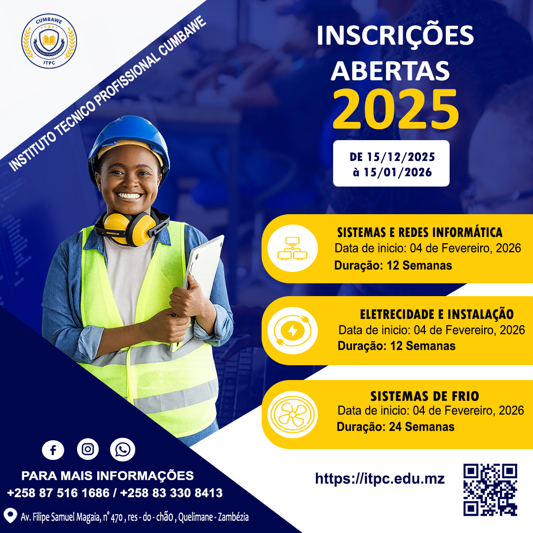 Instituto Técnico Profissional Cumbawe Anuncia Abertura de Inscrições para o Ano Lectivo 2026